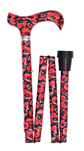 Classic Canes British Wildflowers Pieghevole Derby Regolabile Papaveri Cane