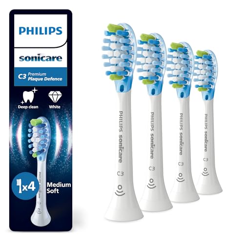 Philips Sonicare C3 Premium Plaque Defence, Testine Di Ricambio Originali, Bianco, Confezione Da 4, Hx9044/87, Nuovo, 4 Testine