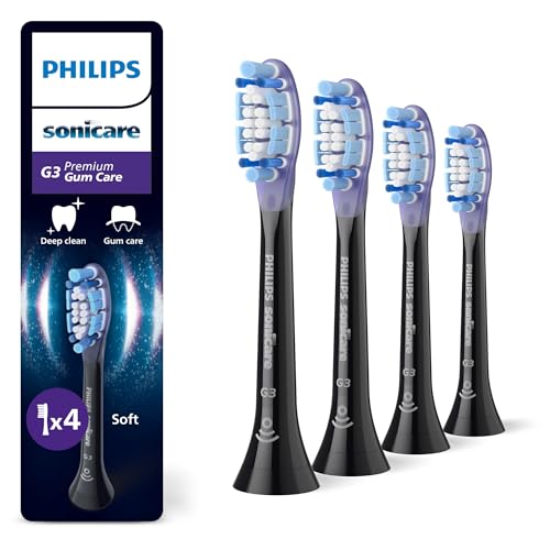 Philips Sonicare G3 Premium Gum Care, Testine Di Ricambio Originali, Nero, Confezione Da 4, Hx9054/88, Nuovo, 4 Testine