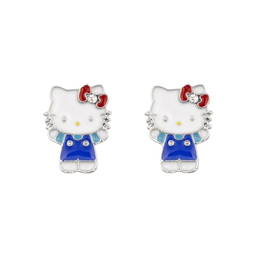 Kids Euroswan Hello Kitty - Orecchini A Lobo In Argento Sterling Con Sagoma Intagliata, Misura Unica, Argento Sterling, Nessuna Pietra Preziosa