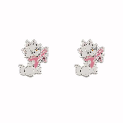 Disney Aristogatti Marie - Orecchini A Perno Placcati In Argento, Taglia Unica, Senza Pietra Preziosa, One Size, Placcato Argento, Nessuna Pietra Prez
