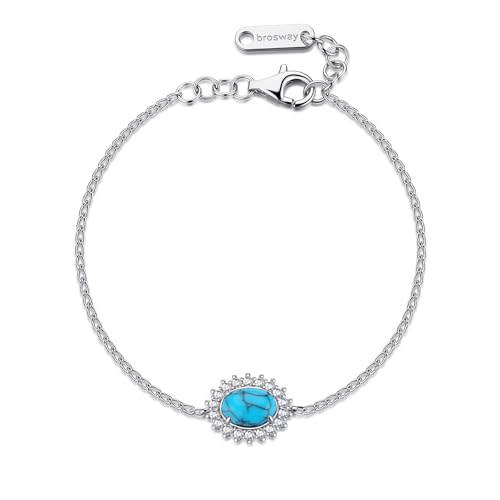 Brosway Bracciale Da Donna Collezione Fancy Della Linea Cloud Light Blue Bracciale In Argento 925/1000 Rodiato Con Turchese E Cubic Zirconia. La Refer