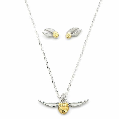Harry Potter Set Regalo Ufficiale Con Collana E Orecchini A Forma Di Boccino D'Oro Di The Carat Shop, Zinco