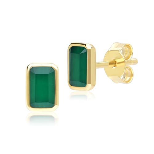 Orecchini Classici Con Calcedonio Baguette In Oro Giallo 9 Carati, Oro Giallo, Calcedonio