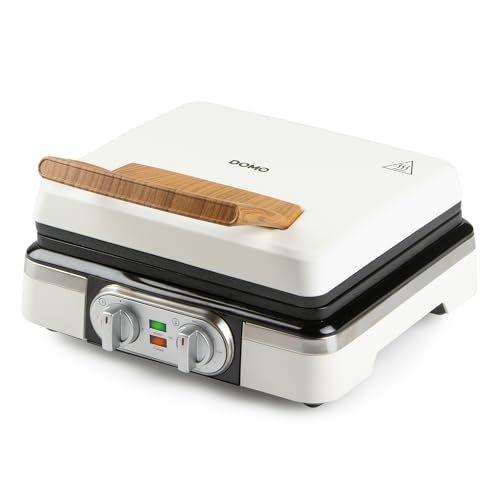 Domo Do9280W - Piastra Per Waffle - Macchina Per Waffle Belghe - Rivestimento Antiaderente - 1520W - Bianco