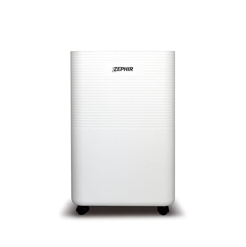 Zephir, Deumidificatore Da 12 Litri, 280W, Serbatoio D'Acqua 2 Litri, Timer 24 Ore, Funzione Asciugabiancheria, Con Ruote, Colore Bianco