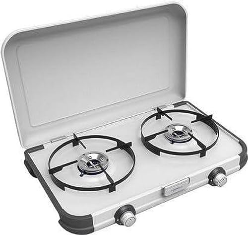 Campingaz - Fornello Da Campeggio Kitchen 2, Fornello A Gas A 2 Fuochi, 4000 Watt, Compatto, Unisex Adulto, Fornello A Gas., Grigio., Taglia Unica