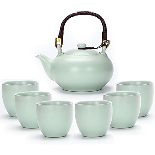 Webao Servizio Da Tè, Cinese Kungfu Tee Services Con 1 Teiera E 6 Tazze, Servizio Da Tè Asiatico Per Gli Amanti Del Tè, Verde