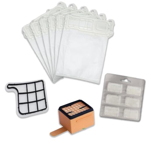 Dl Service Ricambi Kit Adatto A Folletto Vk 135/136 | 6 Sacchetti + 1 Filtro Hepa + 1 Griglia Motore + 6 Profumi Per Manutenzione E Pulizia Del Follet