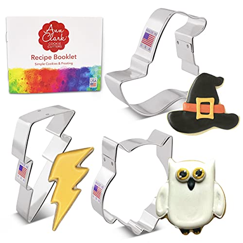Formine Per Biscotti Stampi 3-Pezzi, A Forma Di Stregoneria E Magia, Prodotte Negli Stati Uniti Da Ann Clark, Cappello Da Strega, Gufo Carino, Fulmine