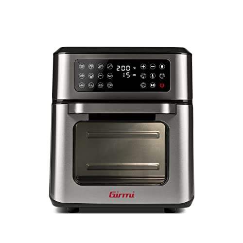Girmi Fg97 Friggitrice Ad Aria 12 Litri E Forno Elettrico, 1600-1800W, 12 Programmi Preimpostati, Cestello Rotante & Girarrosto, Vassoio Raccogli Gras