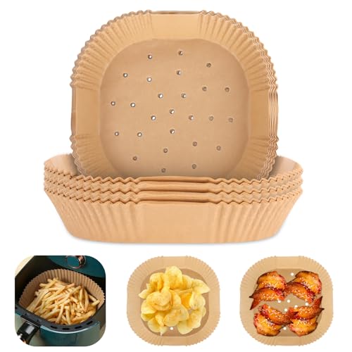 200 Pezzi Carta Forno Per Friggitrice Ad Aria,Carta Air Fryer Quadrata,Antigrasso Antiaderente Fodera In Carta,Pergamena Carta Da Forno,Per 5.0-6.0L A