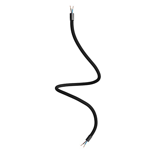 Creative Cables - Kit Creative Flex Tubo Flessibile Di Estensione Rivestito In Tessuto Rm04 Nero Con Terminali Metallici - 90 Cm, Nero