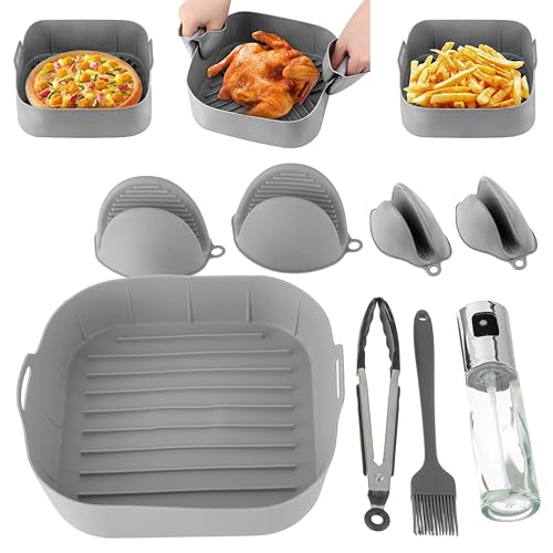 Cddcwz Stampo In Silicone Per Friggitrice Ad Aria 21 Cm Per La Mayoría De Freidoras Aire - 5 Pezzi Accessori Per Friggitrice Ad Aria Senza Olio Con Sp