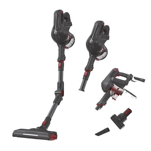 Hoover Hf1 Aspirapolvere Con Tubo Flessibile, Senza Filo, Senza Sacco, 180 W, 0,9 Litri, Autonomia 30 Minuti, Luce Led, Mini Turbo Spazzola, Grigio [H