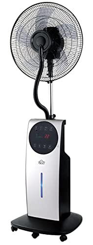 Dcg Ve1400T Ventilatore Umidificatore Raffrescatore Ionizzatore Repellente Anti Zanzara Colonna Da Terra Con Nebulizzatore, Display Temperatura E Tele