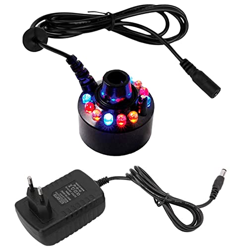 Xujaiolqp Mini Mist Maker, 12 Led Mister Fogger Water Fountain Pond Fog Machine, Umidificatore Per Fontana Da Interni, Perfetto Per Halloween, Decoraz
