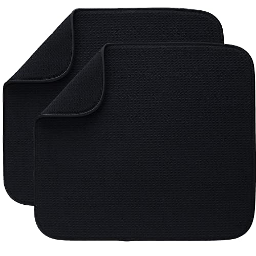 Bw&Hm Tappetino Acolapiatti Tappetino Per Asciugare I Piatti Asciugatura Rapida Assorbent 40 X 46 Cm Confezione Da 2 Nero