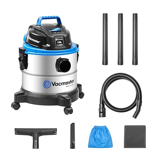 Vacmaster Vq1115S Nass Trockensauger, Aspirapolvere Industriale, Funzione Soffiaggio, Aspirapolvere Asciutto E Bagnato Senza Sacchetto, Acciaio Inox,