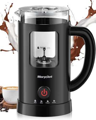 Montalatte Elettrico, Morpilot Milk Frother 4 In 1, 550 W 600 Ml, Design Latte, Vetro Di Visualizzazione, Facile Da Pulire, Spegnimento Automatico - N