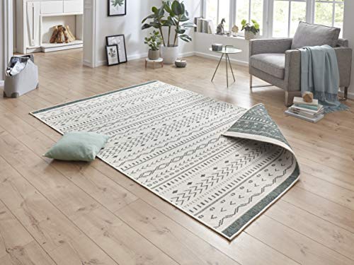 Bougari - Tappeto Double-Face Kuba, Per Interni Ed Esterni, Grün Creme, 160 X 230 Cm