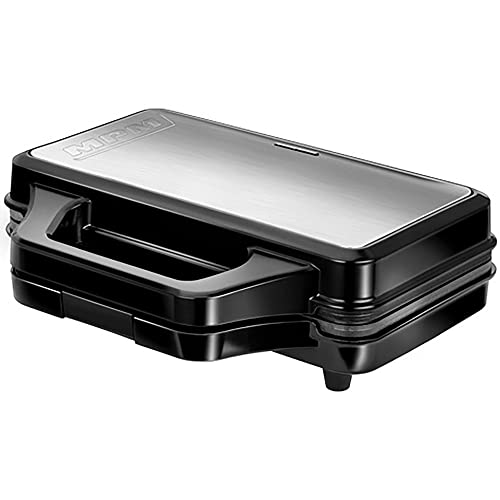 Mpm Mop-45M Sandwich Maker Elettrico Per 2 Panini, 4 A Forma Di Triangolo, Piastre Antiaderenti, Temperatura Automatica, Compatto, Versione In Acciaio