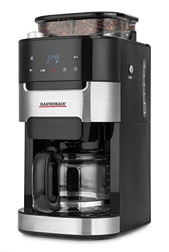 Gastroback 42711 Grind & Brew Pro, Macchina Da Caffè Con Filtro E Macina Integrata, Macina Conica Con 8 Livelli Di Macinatura, Display Lcd Soft Touch,