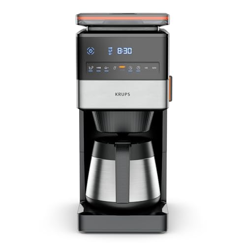 Krups Grind Aroma Xl Kt842810 - Macchina Da Caffè Con Filtro A Cono Rimovibile, Pannello Di Controllo Digitale, Capacità Xl (1,25 L), Thermos In Accia
