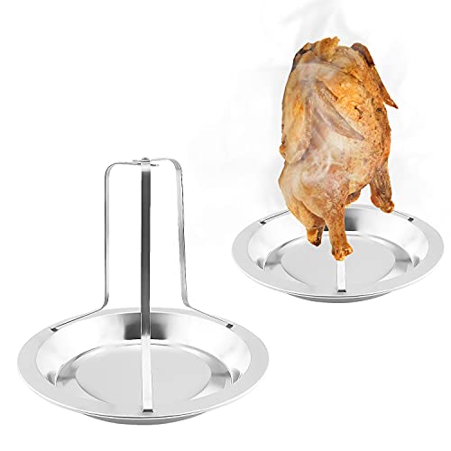 Graplan 2 Pezzi Roaster Rack Verticale Acciaio Inox Arrosto Di Pollo In Supporto Griglia Per Pollo Per Pollame Con Pennello Per Barbecue E Vaschetta A
