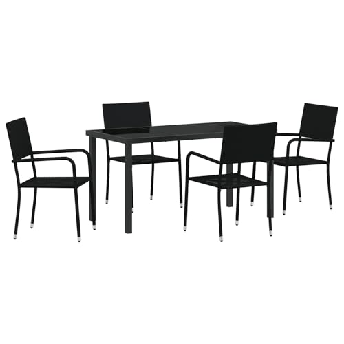 Vidaxl Set Da Pranzo Da Giardino Da 5 Pezzi In Polyrattan Nero
