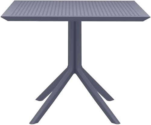 Clp Tavolo Sky 80 X 80 Cm I Tavolo Da Giardino, Resistente Alle Intemperie E Ai Raggi Uv I Tavolo Quadrato Da Balcone, Colore:Grigio Scuro