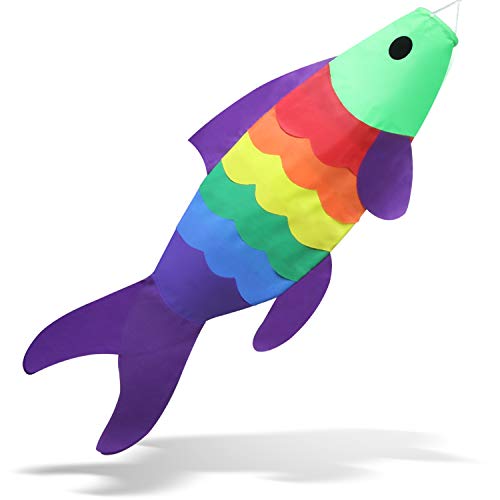 Anley 40 Pollici Carp Windsock - Rainbow Koi Gold Fish Streamer Wind - Bandiera Giapponese Dei Cartoni Animati Per Giardino, Decorazione Del Cortile