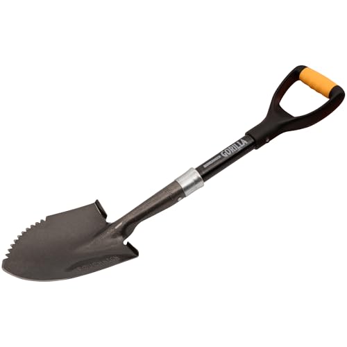 Roughneck Gorilla Sharp-Edge Micro Shovel, Heavy-Duty Round Blade, Short Shaft For Slicing, Digging & Opening Bulk Bags In Small, Compact Spaces – 690