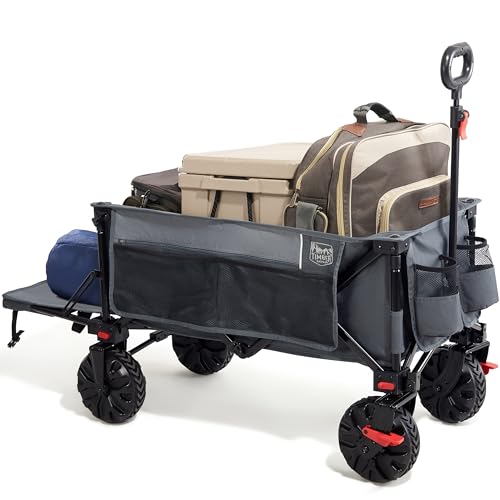 Timber Ridge Carrello Da Festival Da 300 Litri Con Freni, Carrello Da Spiaggia Pieghevole Con Portellone, 135 Kg, Ruote Larghe Staccabili E Maniglia R