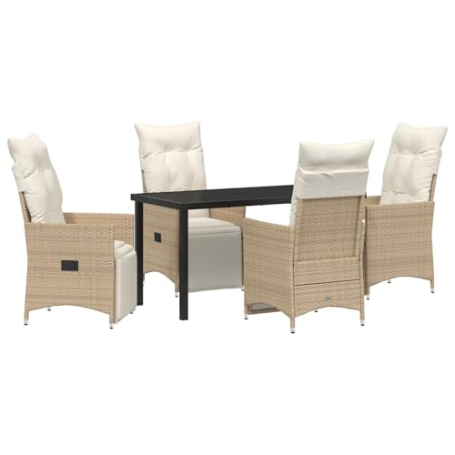 Vidaxl Set Da Pranzo Da Giardino 5 Pezzi Con Cuscini Beige Rattan Polimero