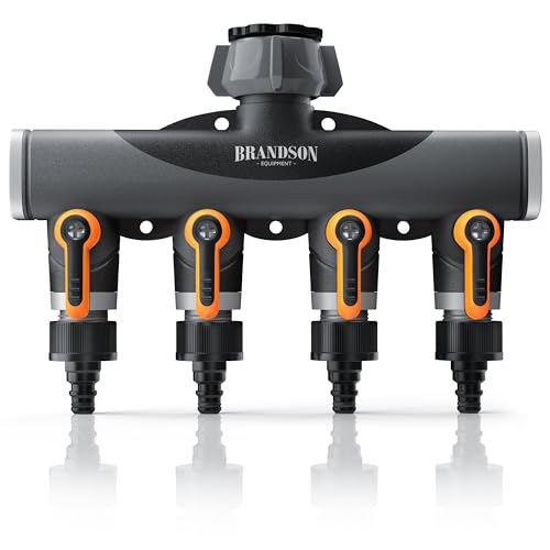 Brandson Distributore D'Acqua A 4 Vie Splitter Per Tubo Da Giardino, 3/4 Pollici E 1/2 Pollici, Con Adattatore Per Rubinetto Per Irrigazione Giardino,