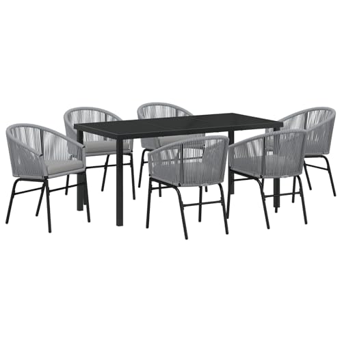 Vidaxl Set Da Pranzo Da Giardino 7 Pezzi Grigio Rattan Pe
