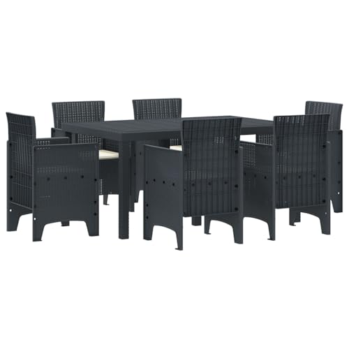 Vidaxl Set Da Pranzo Da Giardino 7 Pezzi Con Cuscini In Rattan Sintetico Antracite