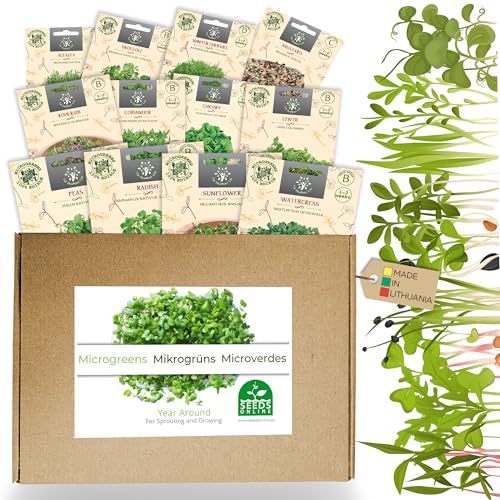Nojus Microgreen Set Di Semi - 12 Confezioni Semi Di Verdure - Kit Di Semi Di Piante Varie - Semi Da Giardino Piante Semi Biologici - Semi Microverdi