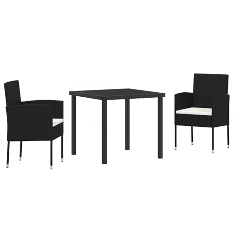 Vidaxl Set Da Pranzo Da Giardino 5 Pezzi Con Cuscini Rattan Pe Nero