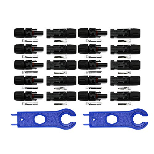 Nuzamas New 10 Set Di Connettori Pannello Solare Maschio Femmina Per Cavo Pv Pannello Solare E 1 Coppia Di Chiavi Inglesi Attrezzo Per Montaggio Conne