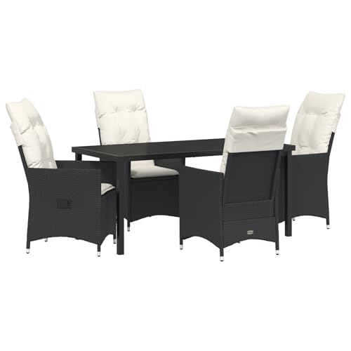 Vidaxl Set Da Pranzo Da Giardino 5 Pezzi Con Cuscini In Rattan Nero