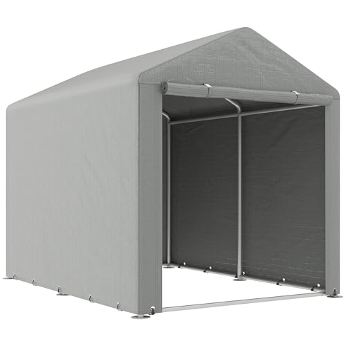 Dechome - Tenda Garage, Capanno Attrezzi Da Giardino, In Acciaio E Tessuto, 160L X 218P X 172A Cm, Colore Grigio Chiaro
