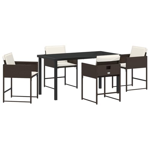 Vidaxl Set Da Pranzo Da Giardino 5 Pezzi Con Cuscini Marrone Rattan Polimerico