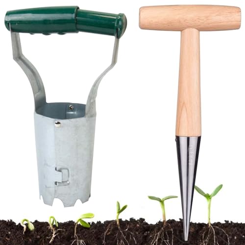 Set Di 2 Piantine Di Cipolle, Peso Leggero, In Acciaio Inox, Per Piante Di Bulbi Con Manico In Legno E Piantagione Di Cipolle Per Giardini Bulb Plant