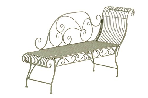 Clp Panchina Da Giardino Karma In Metallo I Chaise Longue In Ferro I Panca Relax Con Spalliera In Stile Rustico Romantico, Colore:Antico-Verde