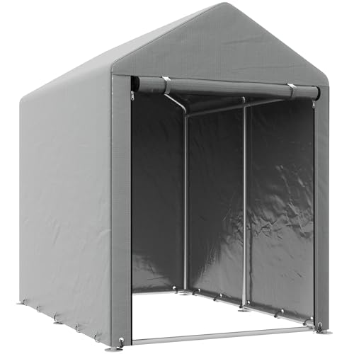 Dechome - Tenda Garage, Capanno Attrezzi Da Giardino, In Metallo E Tessuto, 120L X 179P X 165A Cm, Colore Grigio Chiaro