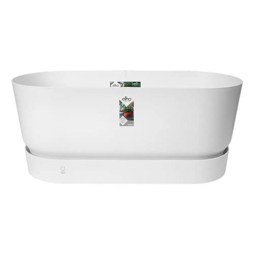 Elho Greenville Trough 80 - Fioriera Per Esterno - Ø 78.0 X H 33.5 Cm - Bianco/White