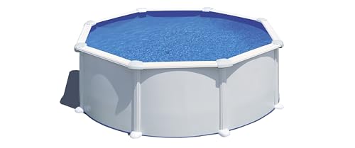 Piscina Gre Kitpr358 Atlantis. - Piscina Fuori Terra In Acciaio, Rotonda In Acciaio, Colore Bianco. Piscina Scomponibile Per Giardino. 350 X 132 Cm
