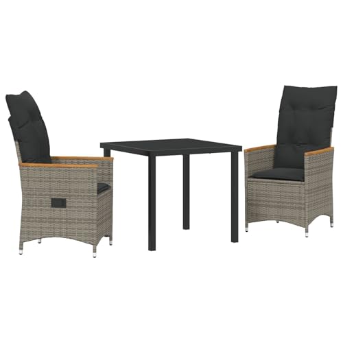 Vidaxl Set Da Pranzo Da Giardino In 3 Pezzi Grigio Polyrattan